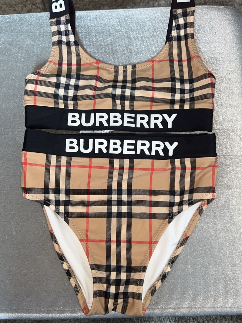 Burberry Beige Black Red Vintage Check Kids One-Piece